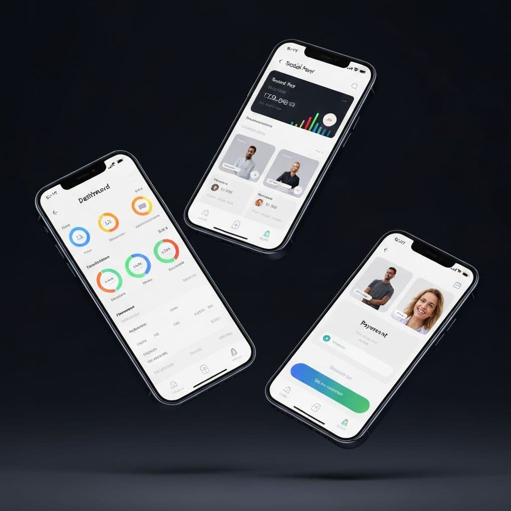 iPhone screens showing app designs by Patalun Inc.